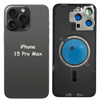 iPhone 15 Pro Max Battery Back Glass Cover with Camera Lens Cover + MagSafe Magnet (Black Titanium)