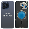 iPhone 15 Pro Max Battery Back Glass Cover with Camera Lens Cover + MagSafe Magnet (Blue Titanium)
