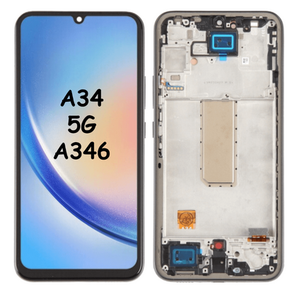 OLED LCD Screen Digitizer Full Assembly with Frame For Samsung Galaxy A34 5G SM-A346 - Best Cell Phone Parts Distributor in Canada, Parts Source