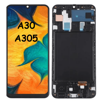 OLED Screen with Frame for Samsung Galaxy A30-A305 (BLACK) - Best Cell Phone Parts Distributor in Canada, Parts Source