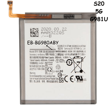 EB-BG980ABY Battery 4000mAh For Samsung Galaxy S20 5G G981 / S20 5G G980 - Best Cell Phone Parts Distributor in Canada, Parts Source
