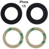 2+2 Pice Set Rear Back Camera Glass Lens + Adhesive Sticker For iPhone 15 (Black)