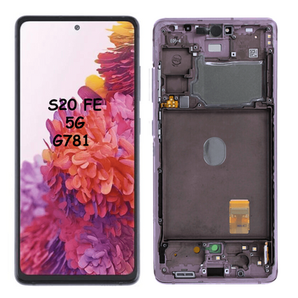 AMOLED LCD Screen Digitizer Full Assembly with Frame for Samsung Galaxy S20 FE 5G G781 - Cloud Lavender - Best Cell Phone Parts Distributor in Canada, Parts Source