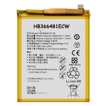 Battery Li-ion HB366481ECW For Huawei P20 Lite / P10 Lite / P9 / P9 Lite / P8 Lite / Honor 9 / Honor 8 / Honor 5C / Nova 2 Lite / Nova 2e, - Best Cell Phone Parts Distributor in Canada, Parts Source