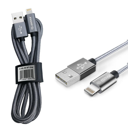 Esoulk Braided Lightning Cable for iPhone 3Ft Black - Best Cell Phone Parts Distributor in Canada, Parts Source
