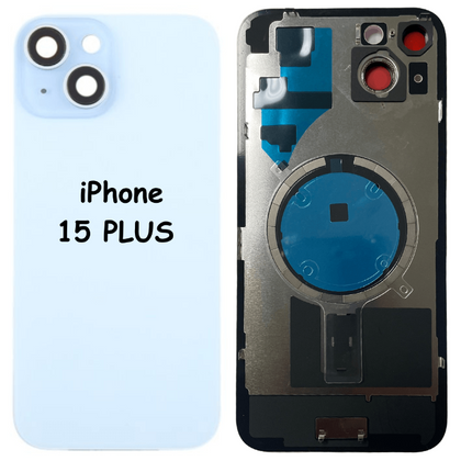 iPhone 15 Plus Battery Back Glass Cover with Camera Lens Cover + MagSafe Magnet (Blue) - Best Cell Phone Parts Distributor in Canada, Parts Source