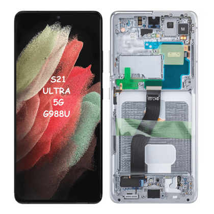 OEM AMOLED LCD Screen & Digitizer Full Assembly with Frame For Samsung Galaxy S21 Ultra 5G G998 (Phantom Silver) - Best Cell Phone Parts Distributor in Canada, Parts Source