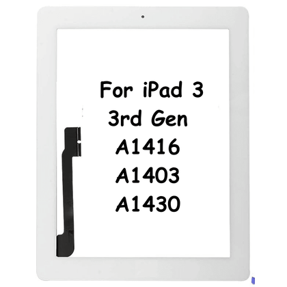 Touch Screen Digitizer Glass For iPad 3, 3rd Gen A1416 A1403 A1430 (White) - Best Cell Phone Parts Distributor in Canada, Parts Source