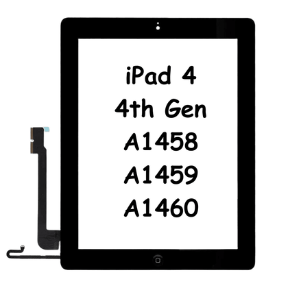 Touch Screen / Digitizer Glass with Controller Button + Home Key Button PCB Membrane Flex Cable & Adhesive For iPad 4 4th Gen A1458 A1459 A1460 (Black) - Best Cell Phone Parts Distributor in Canada, Parts Source