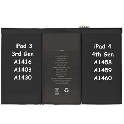 Zero Cycle Battery Replacement Parts For iPad 3 & iPad 4 (A1416, A1403, A1430, A1458, A1459, A1460) - Best Cell Phone Parts Distributor in Canada, Parts Source