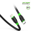 Esoulk PD Fast Charge Type-C To Lightning Cable Black (For iPhone 12, 13, 14 Series) 4FT, EC33P-CL-BK