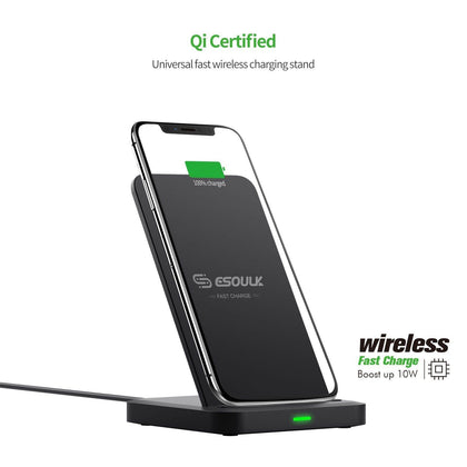 Esoulk QI 10W Wireless Desktop Double coil Wireless Fast Charger EW03PBK - Best Cell Phone Parts Distributor in Canada